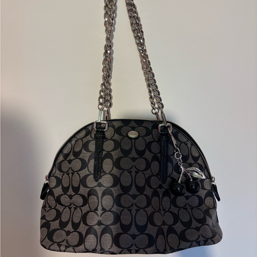 Coach Black and Gray Patterned Shoulder Bag